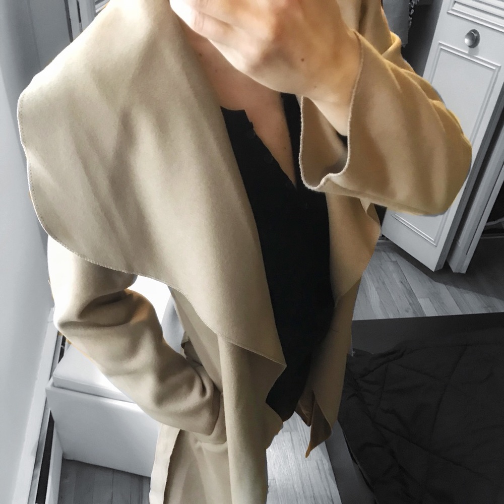 LAST 1 • Camel / Tan Oversized Waterfall Belt Coat - Picture 3 of 5